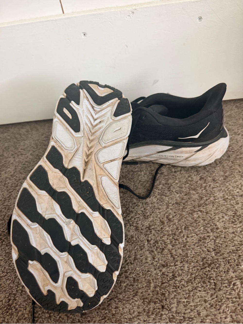 Hoka Women's Black and White Running Sneakers - Picture 4 of 5
